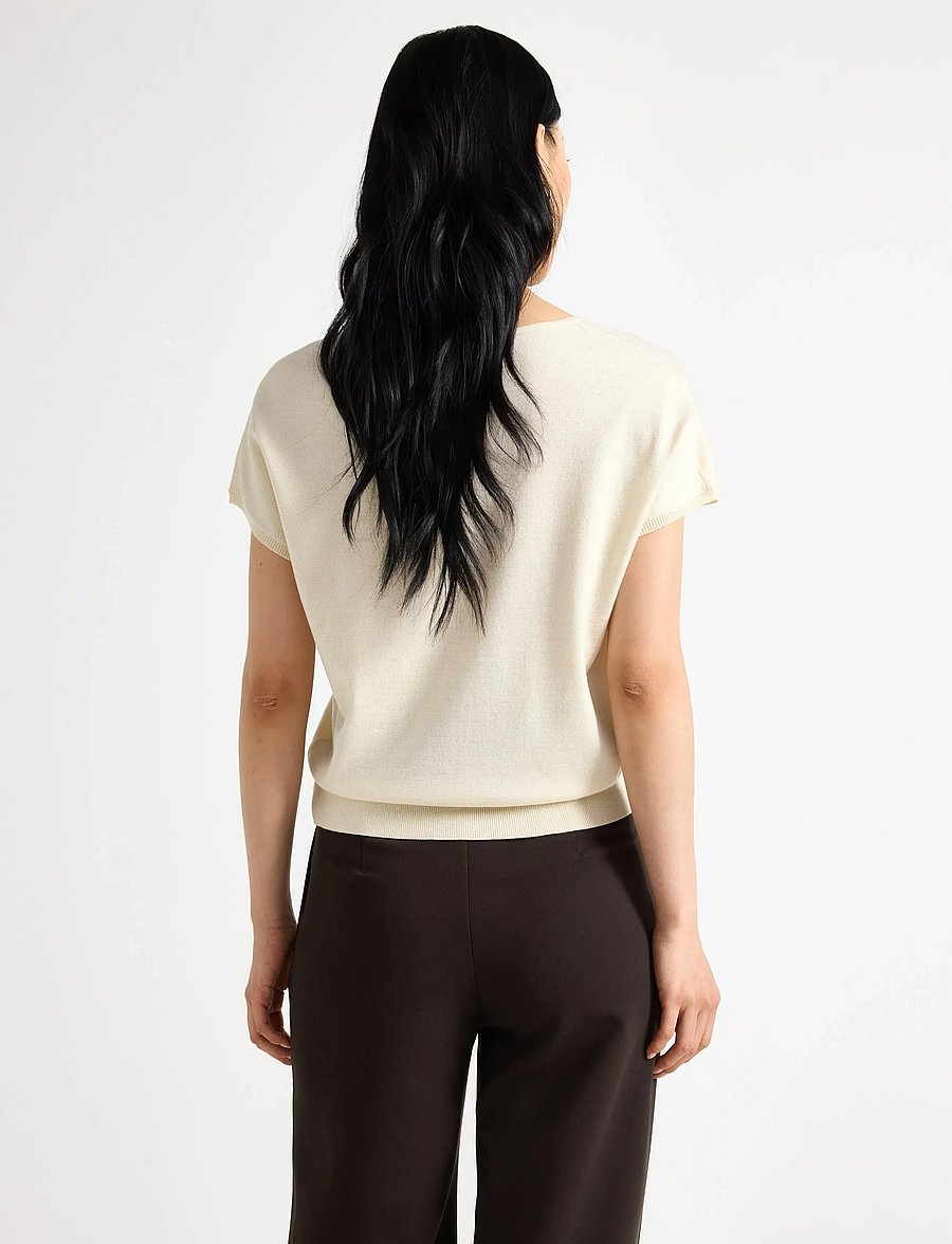 Lindex - Fine-knit short-sleeved top - light beige - 3