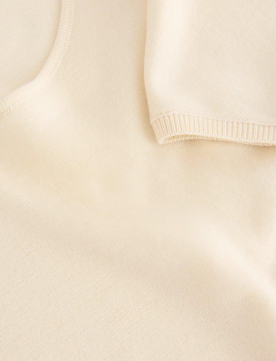 Lindex - Fine-knit short-sleeved top - light beige - 5