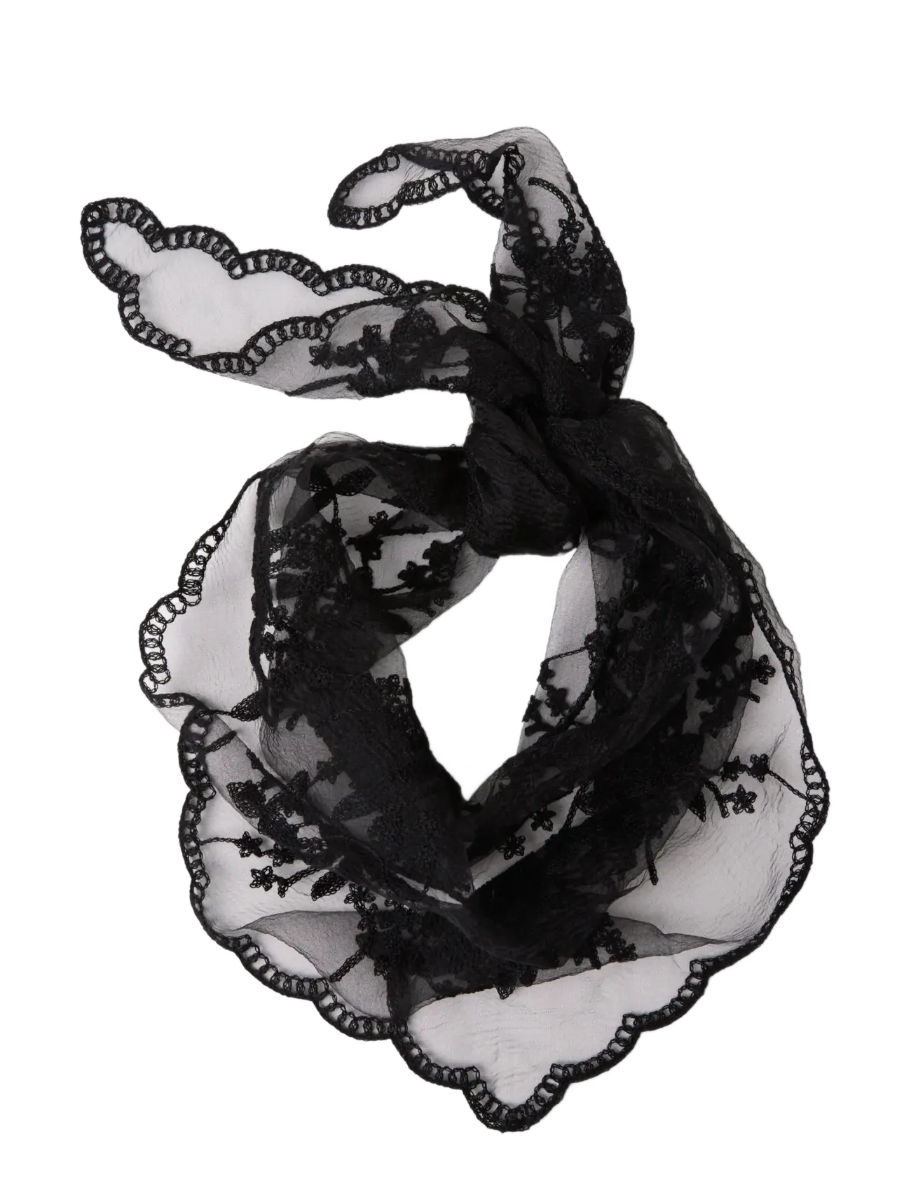 Lindex Scarf with lace - Scarves - BLACK / black