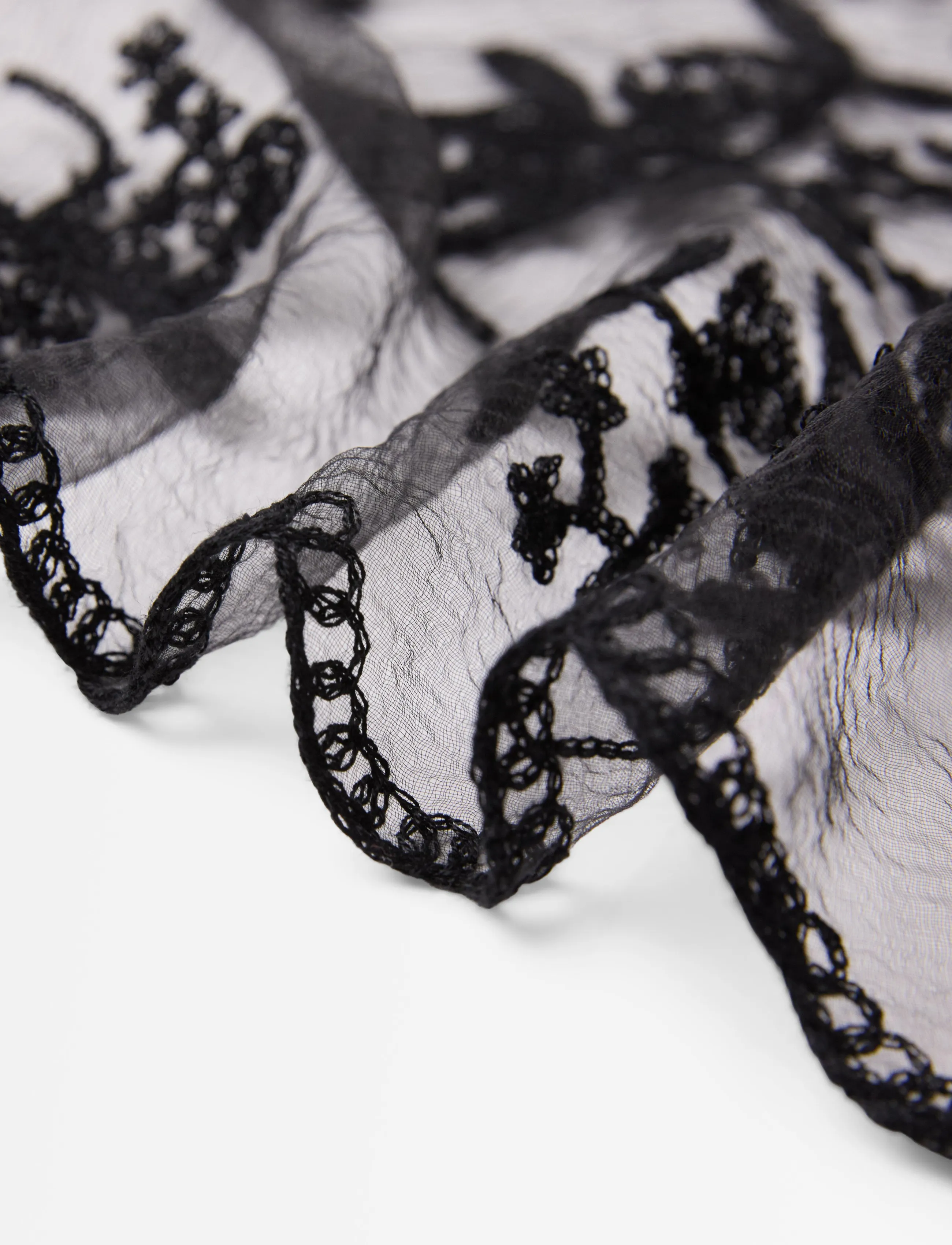 Lindex - Scarf with lace - black - 1