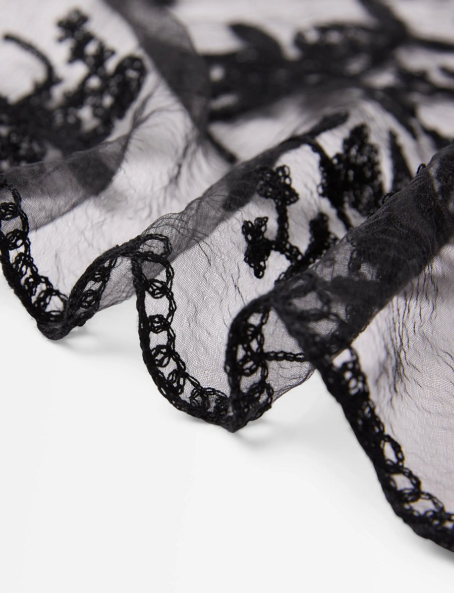Lindex - Scarf with lace - black - 1