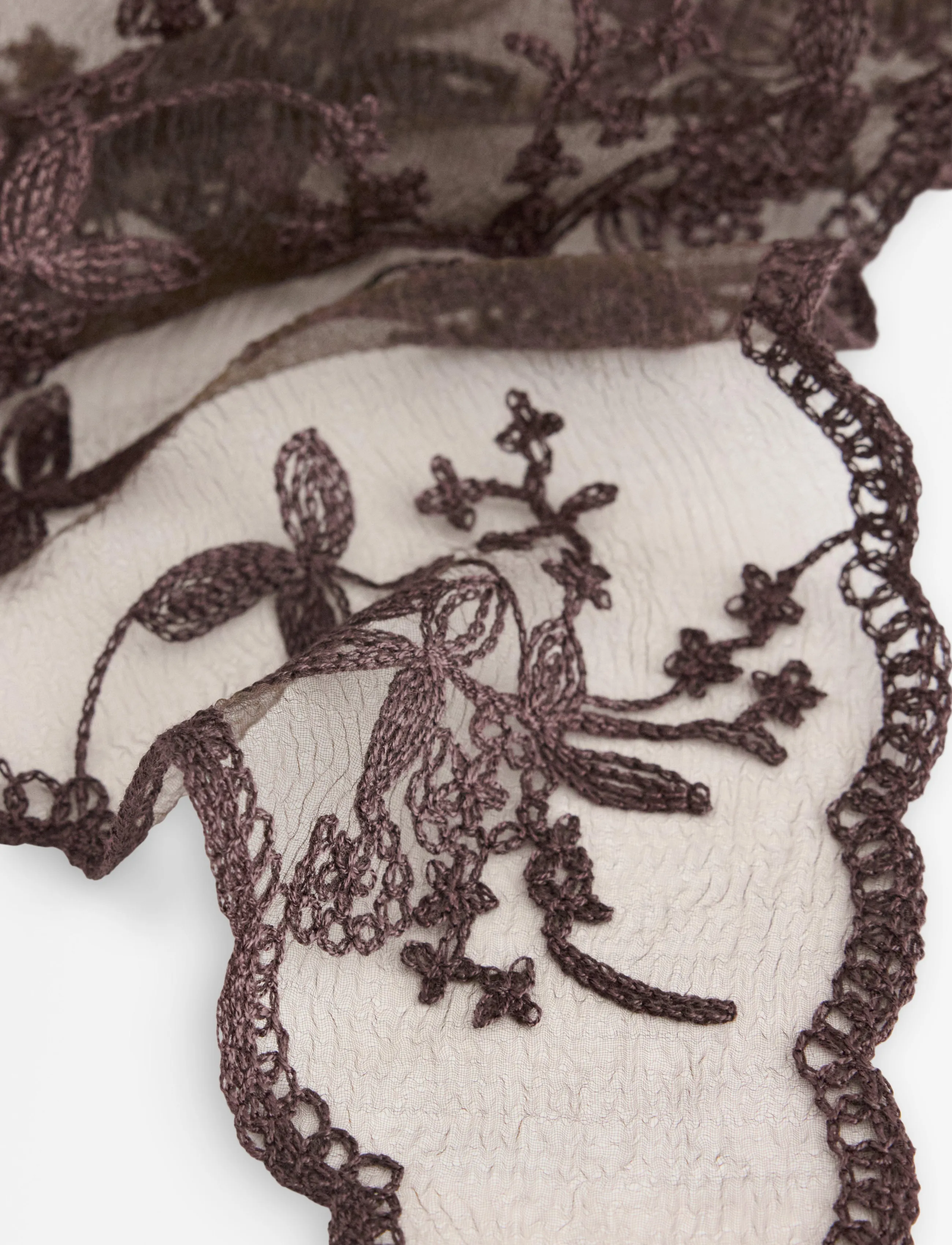 Lindex - Scarf with lace - dark dusty brown - 2