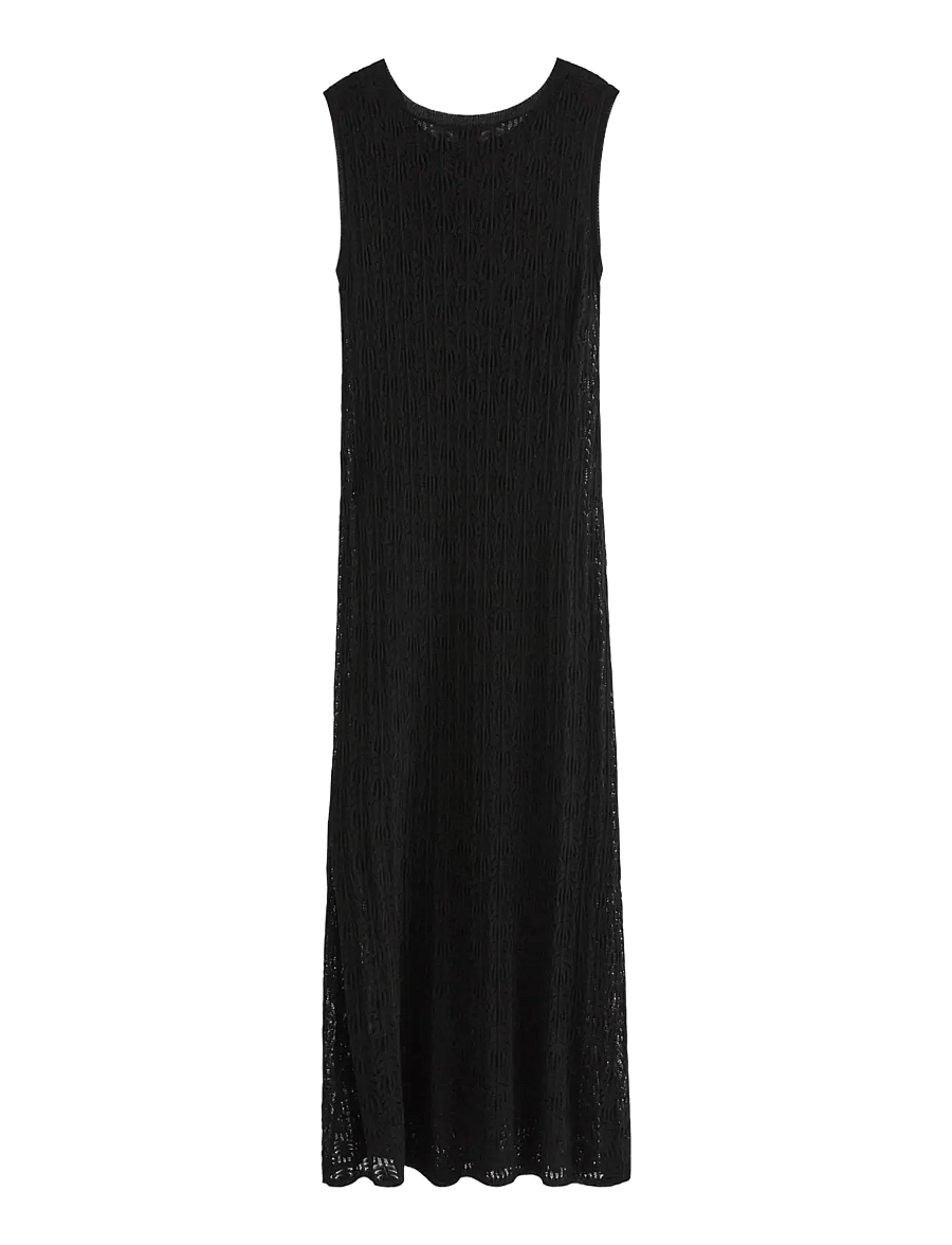 Lindex - Pattern knit midi dress - stickade klänningar - black - 2