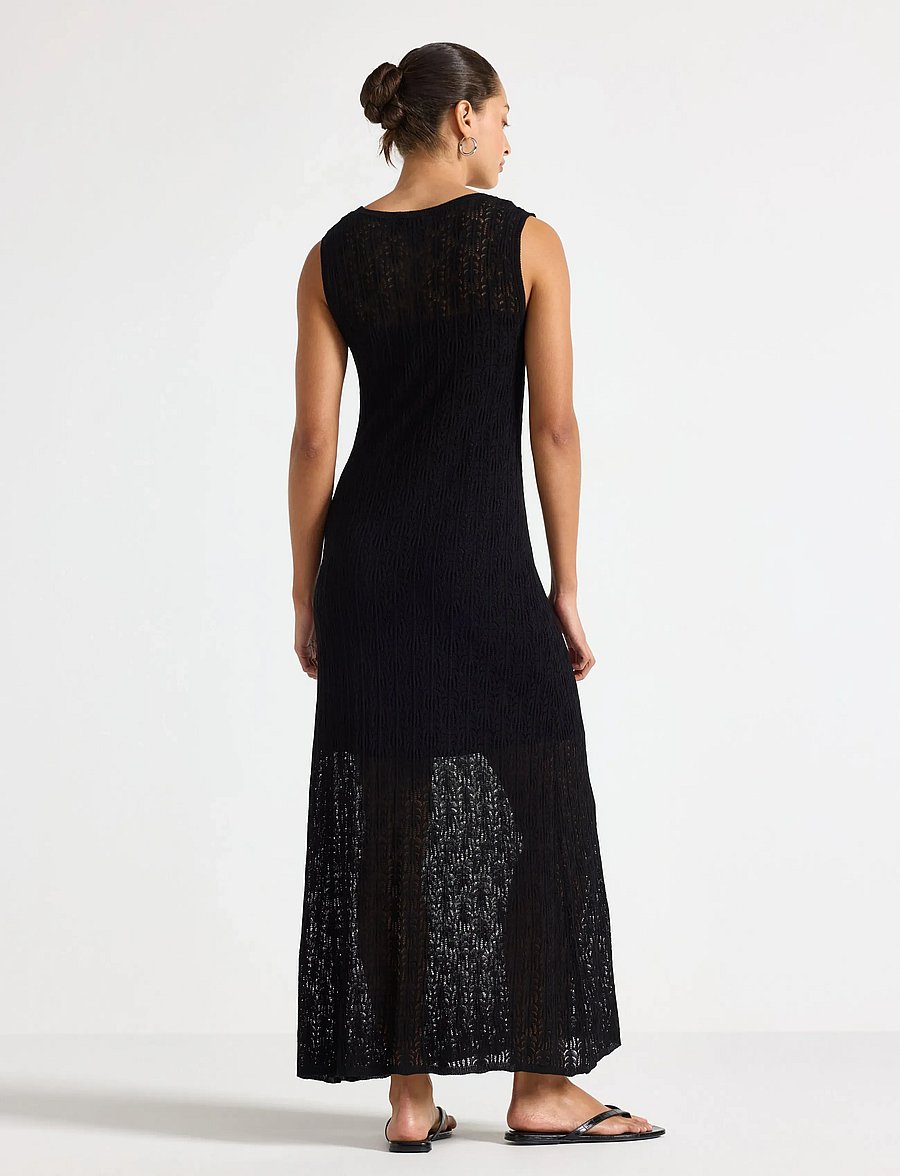 Lindex - Pattern knit midi dress - stickade klänningar - black - 3