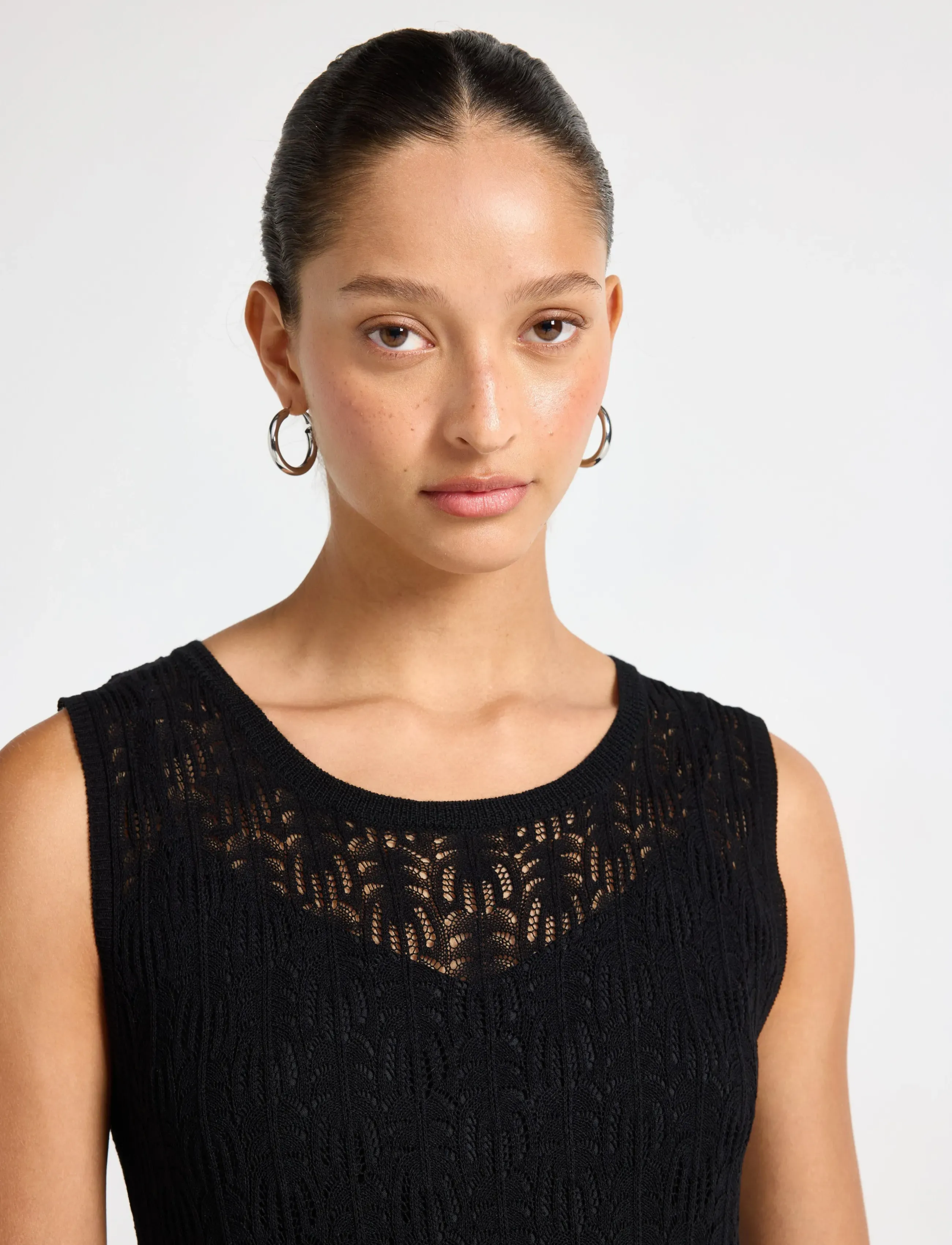 Lindex - Pattern knit midi dress - black - 4