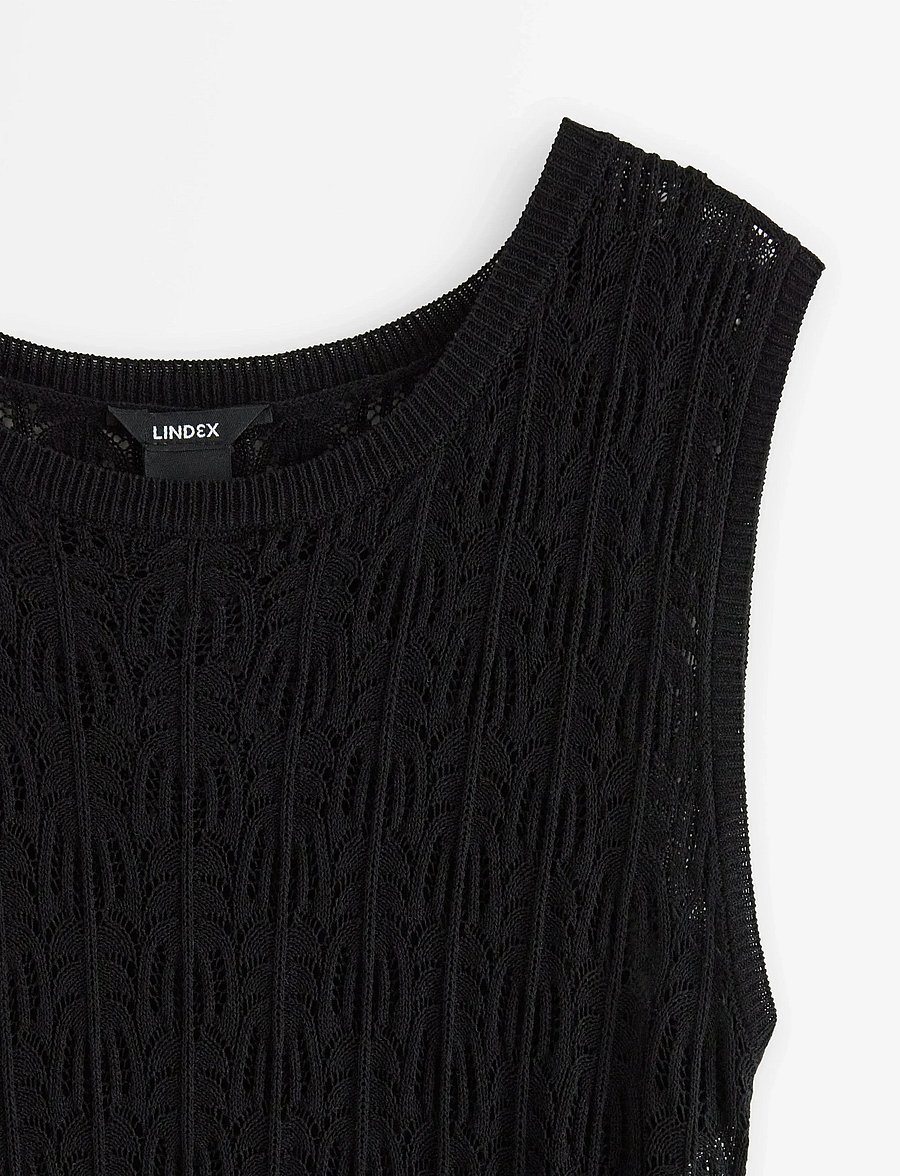 Lindex - Pattern knit midi dress - stickade klänningar - black - 5