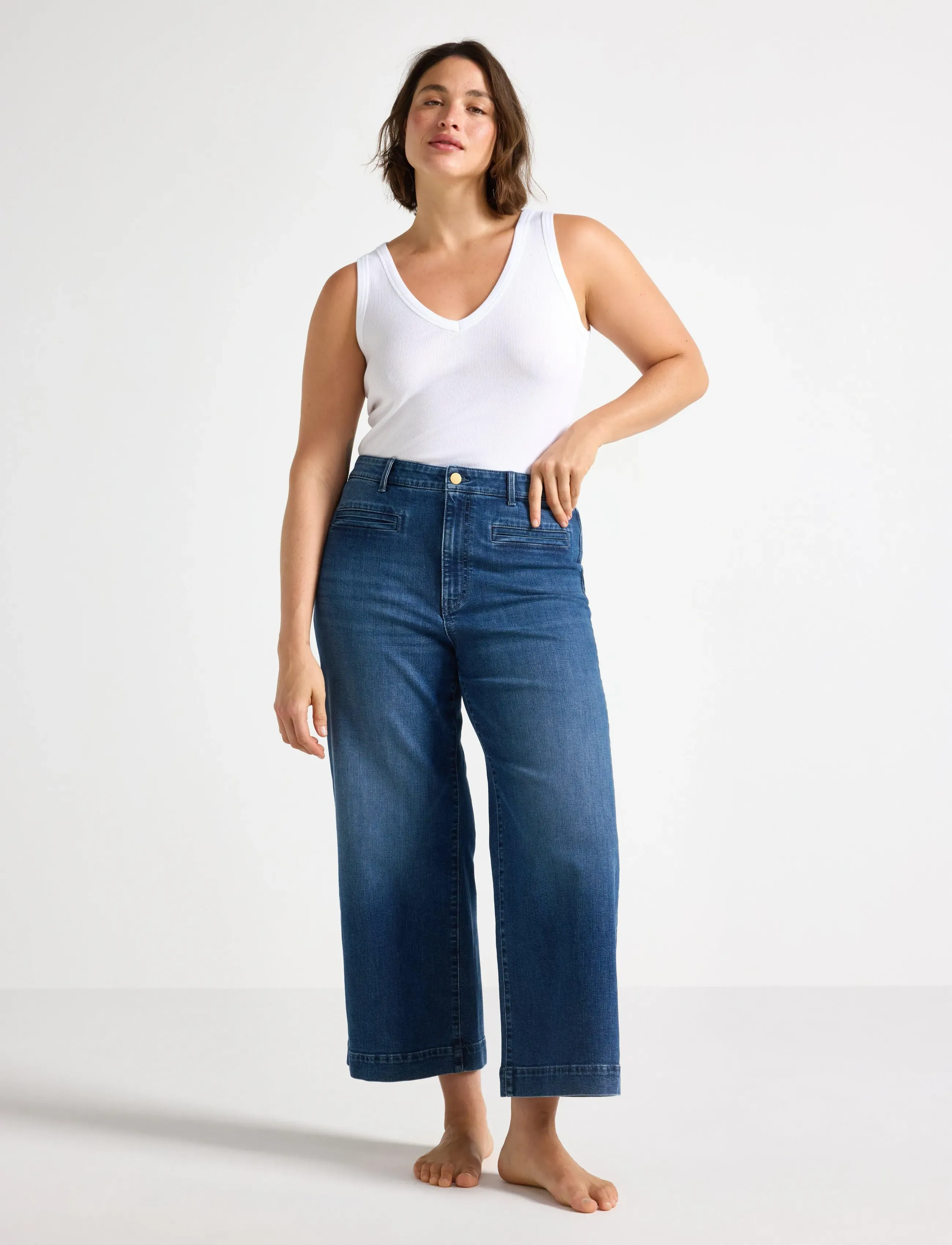 Lindex Wide Jeans With High Waist, 40, Blue, Jeans > Vidde, Dame