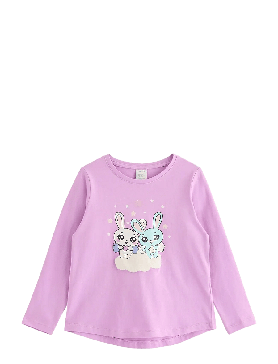 Lindex - Long-sleeved top with bunnies - pikkade varrukatega t-särgid - light lilac - 1