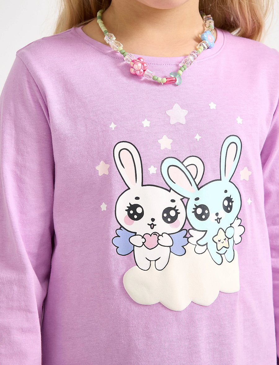 Lindex - Long-sleeved top with bunnies - pikkade varrukatega t-särgid - light lilac - 4