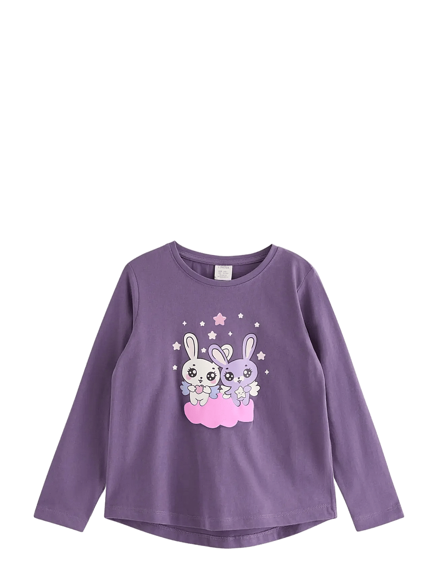 Lindex - Long-sleeved top with bunnies - langærmede t-shirts - lilac - 1