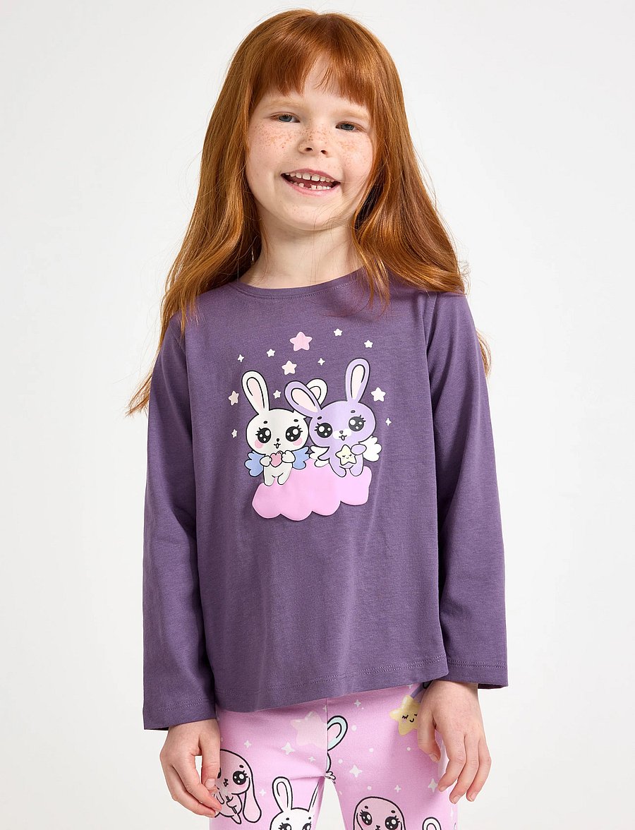 Lindex - Long-sleeved top with bunnies - langærmede t-shirts - lilac - 0