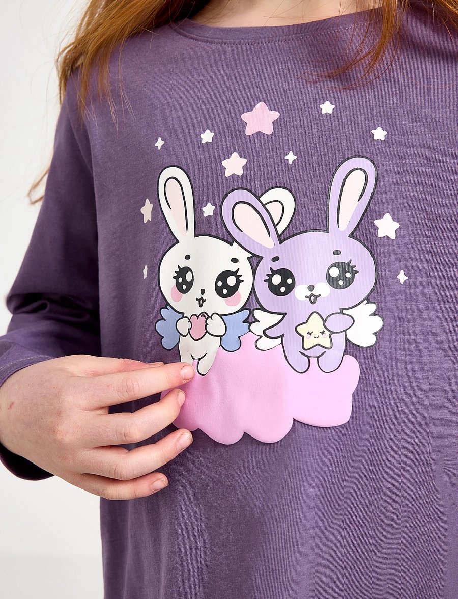 Lindex - Long-sleeved top with bunnies - langærmede t-shirts - lilac - 4