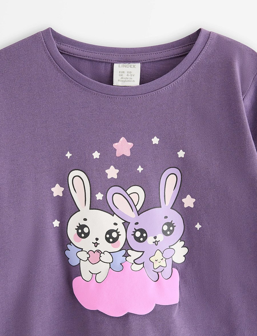 Lindex - Long-sleeved top with bunnies - langærmede t-shirts - lilac - 5