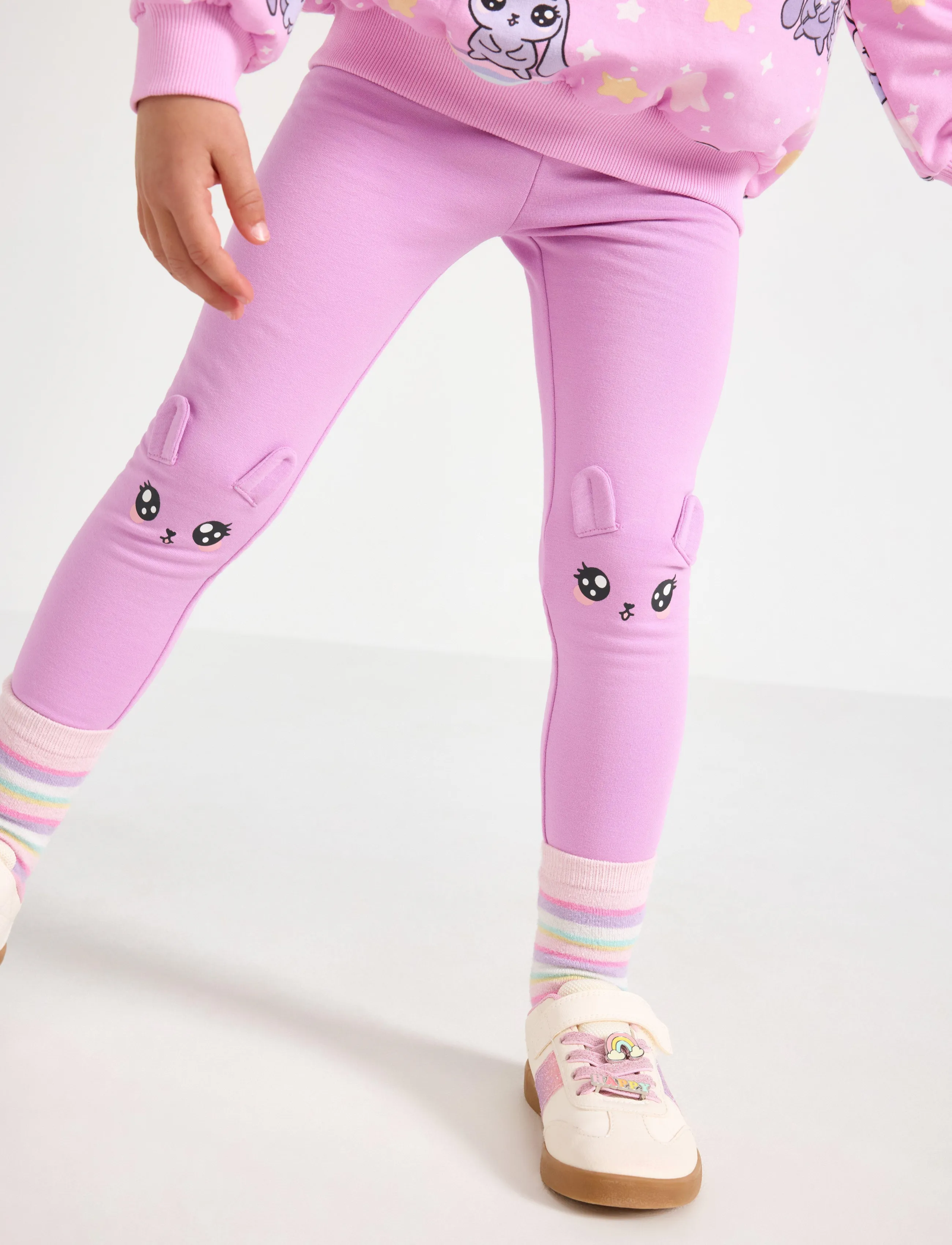 Lindex - Leggings bunnie face knees - leggings - light lilac - 4