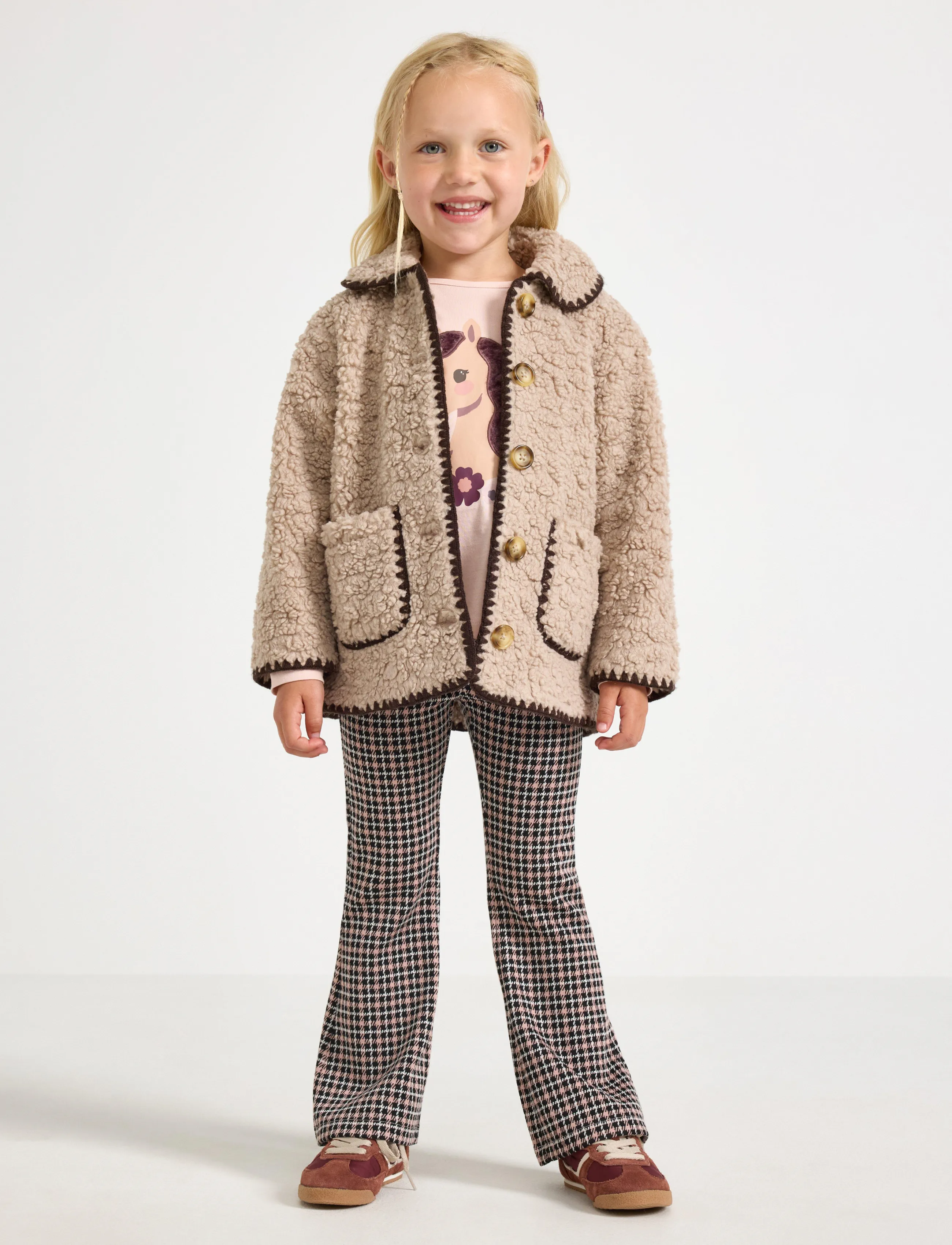Lindex Teddy Jacket, 104, Fleece Oberbekleidung, Beige - Jackets, Kinder
