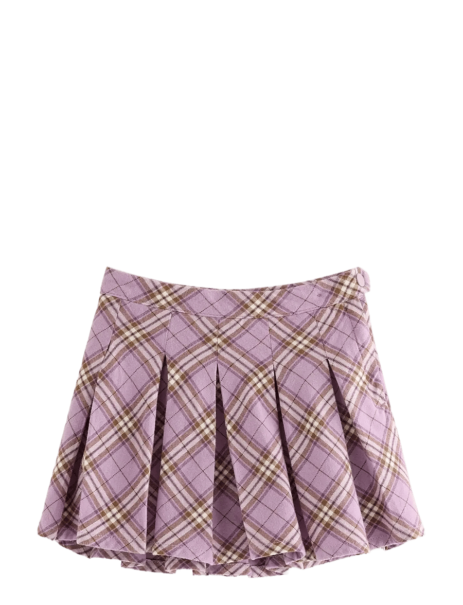 Lindex - Checked skirt with pleats - kurze röcke - light dusty lilac - 0
