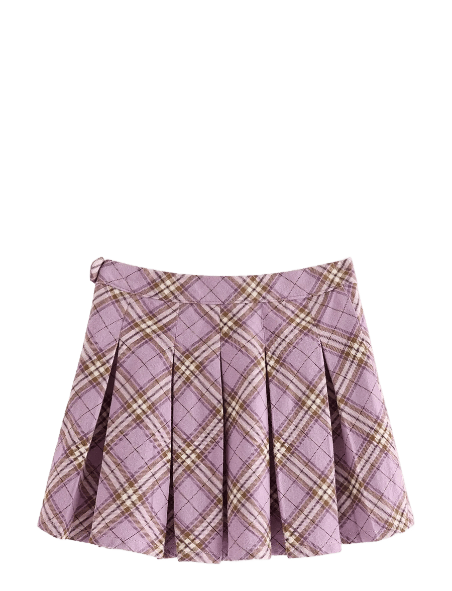 Lindex - Checked skirt with pleats - kurze röcke - light dusty lilac - 1