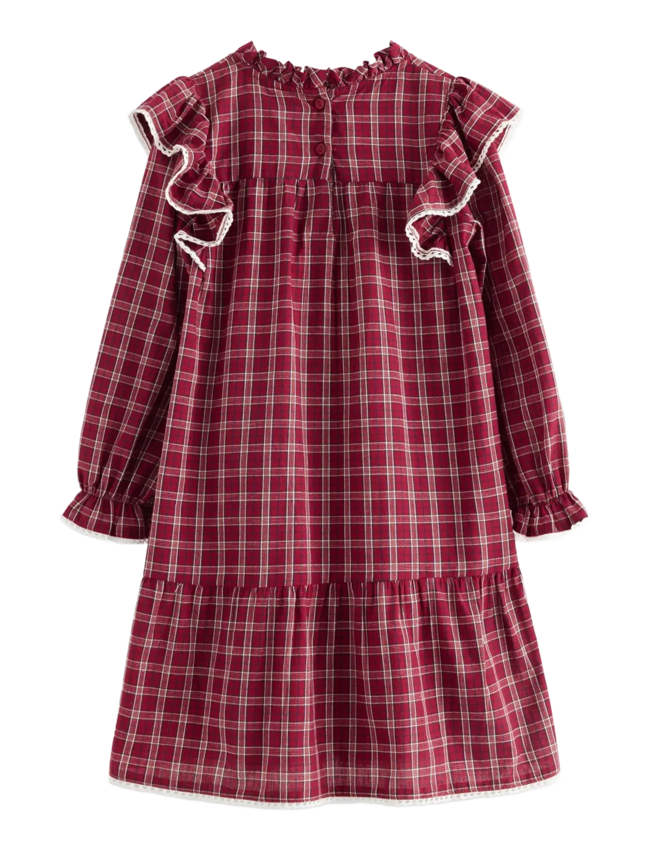 Lindex - Woven checked dress - langärmelige babykleider - dark red - 2