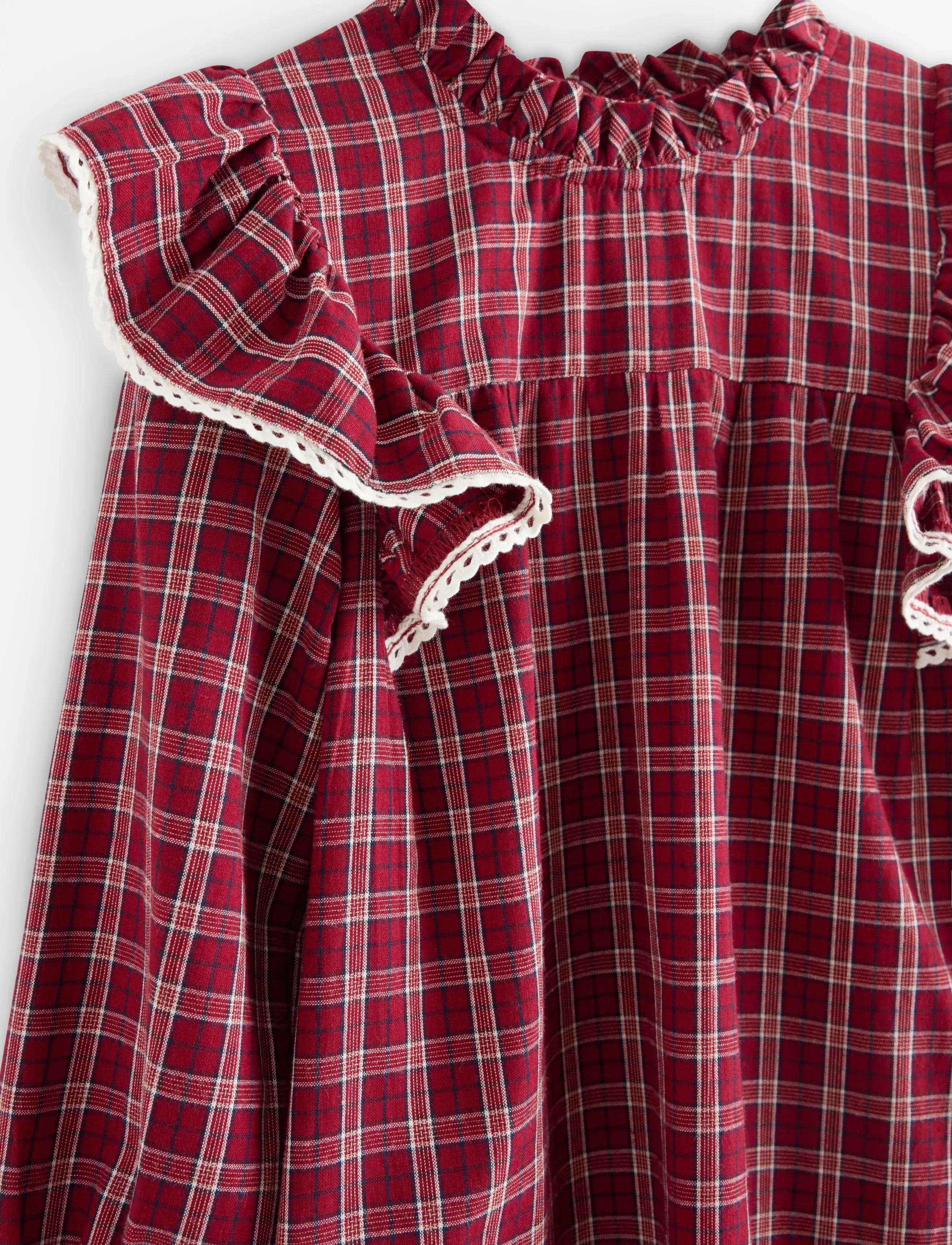 Lindex - Woven checked dress - langärmelige babykleider - dark red - 5
