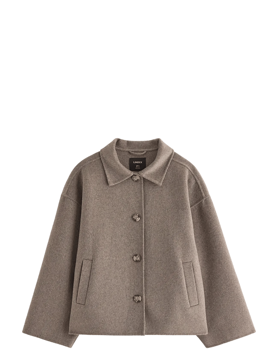 Lindex - Jacket in wool blend - wolljacken - dark beige melange - 1