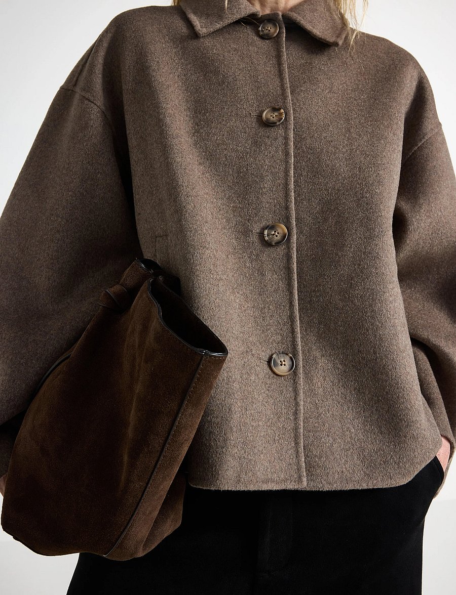 Lindex - Jacket in wool blend - wolljacken - dark beige melange - 4