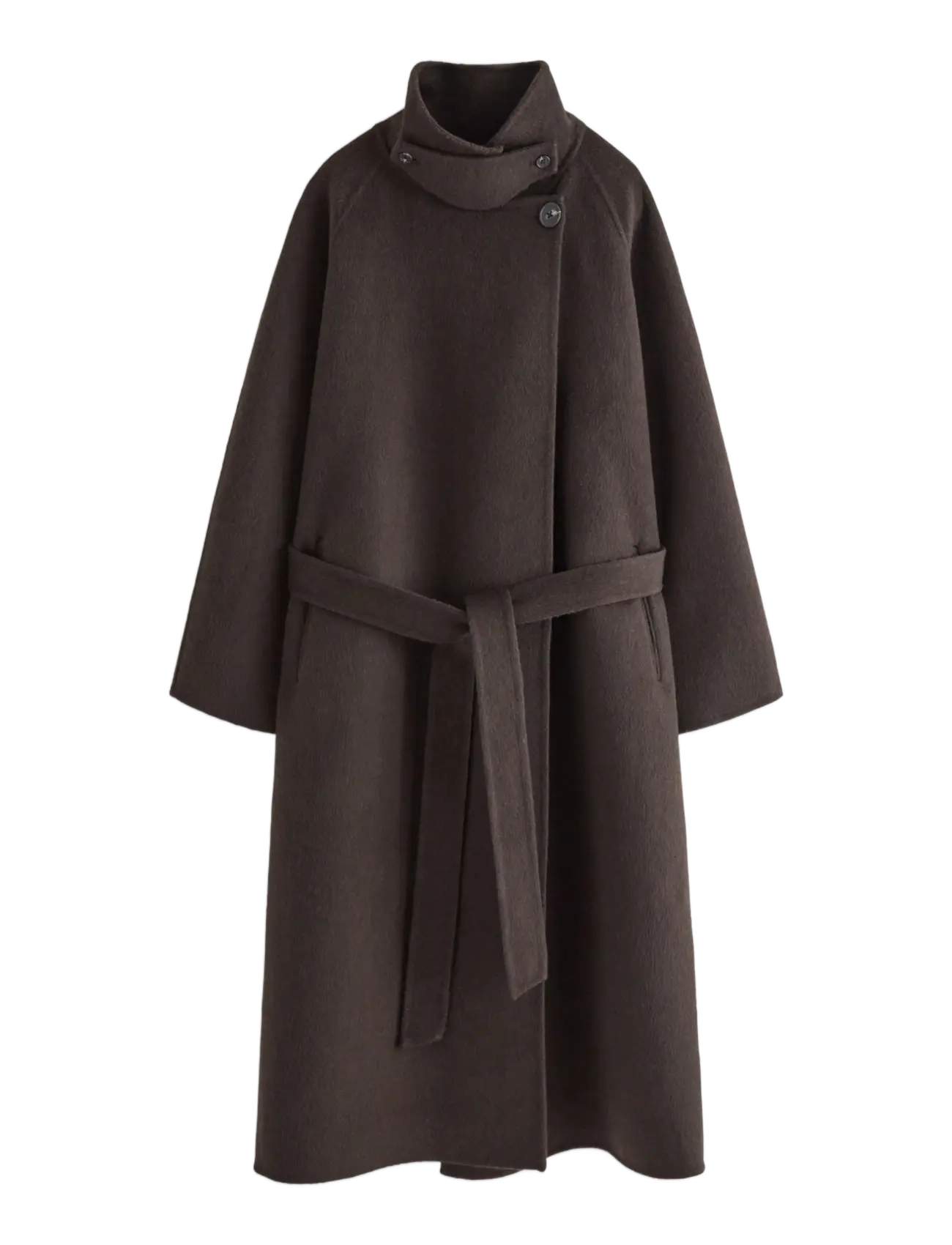 Lindex - Coat in wool blend - dark brown melange - 1