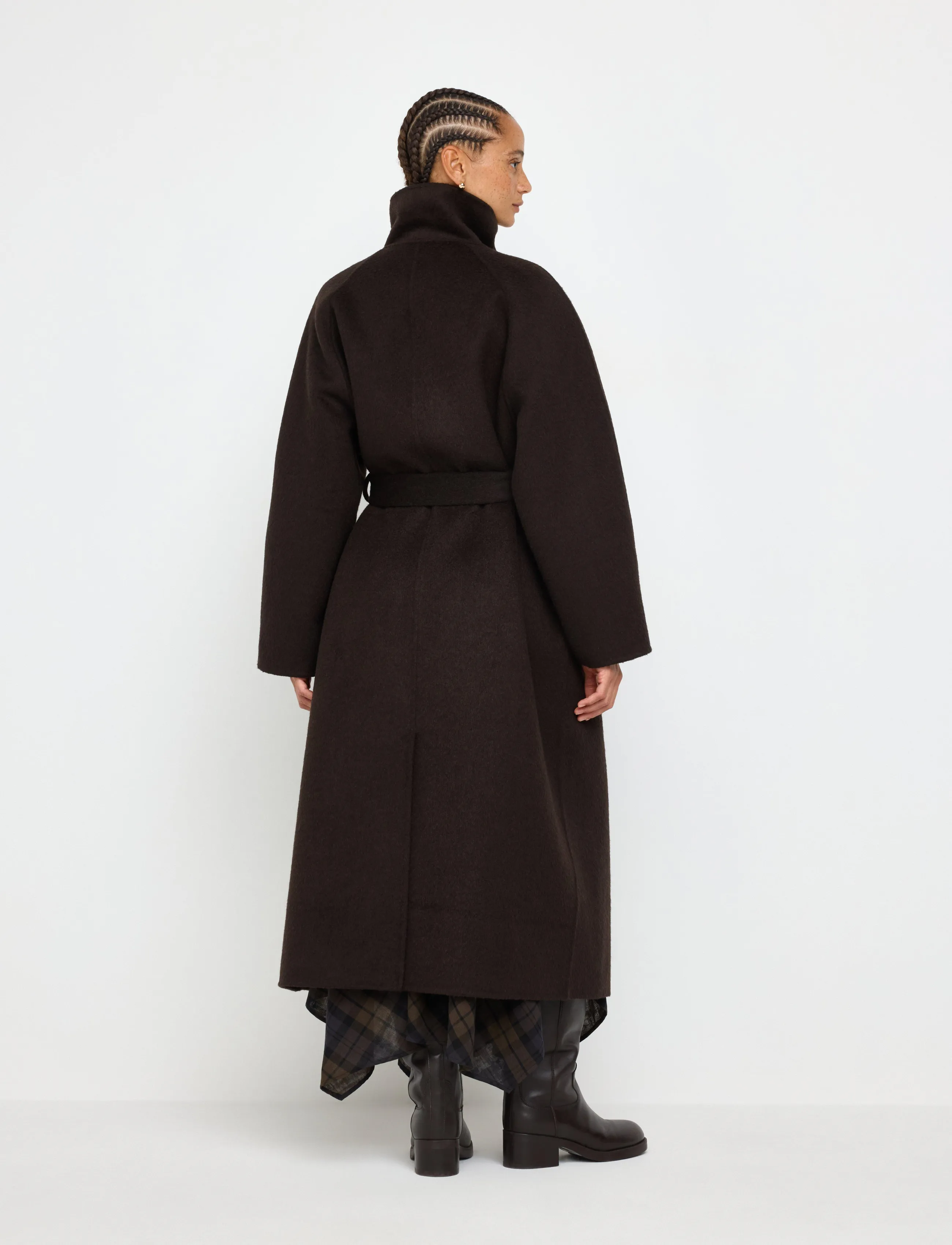 Lindex - Coat in wool blend - dark brown melange - 3