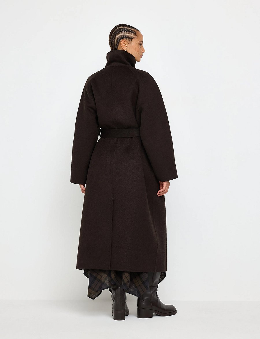 Lindex - Coat in wool blend - winterjacken - dark brown melange - 3