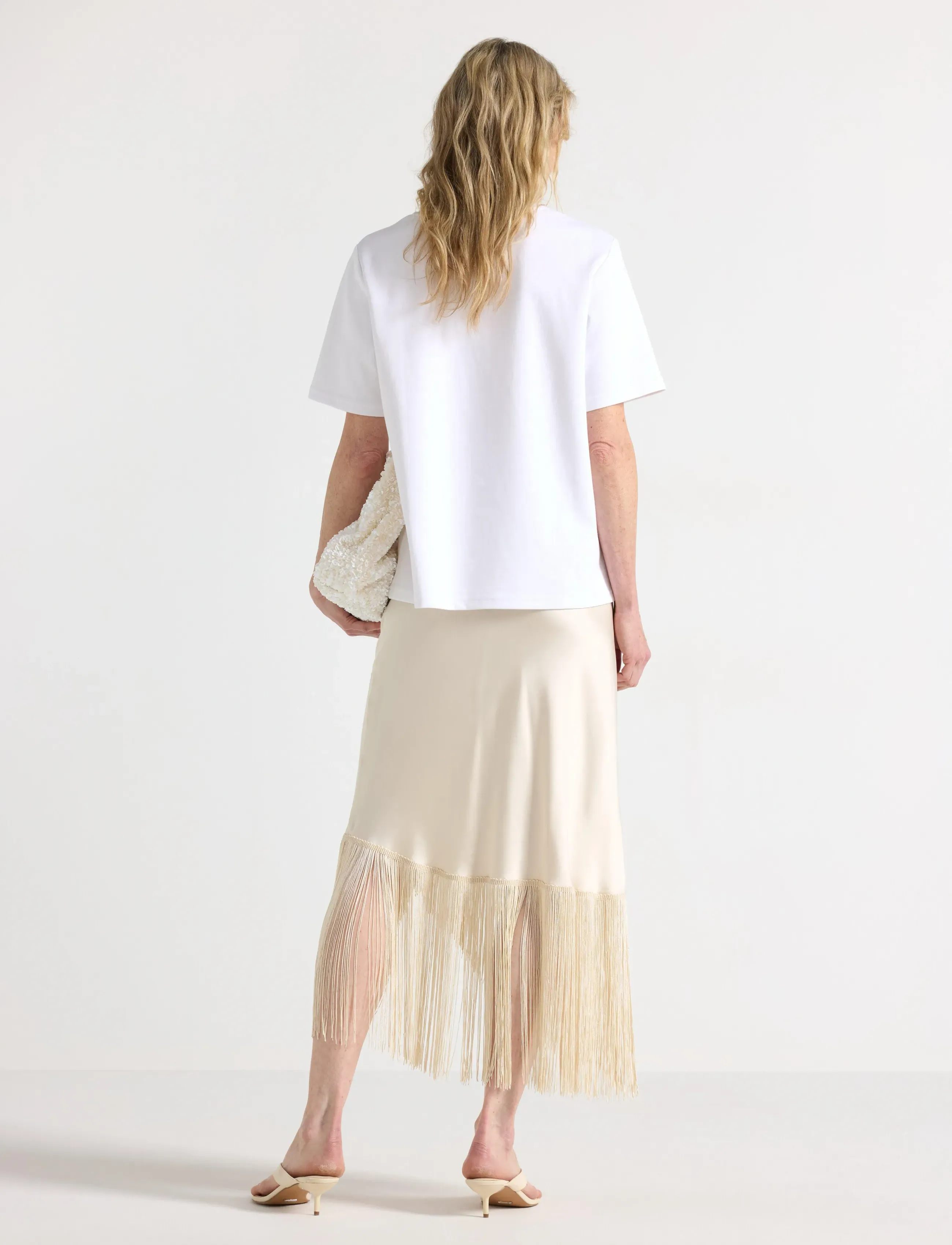 Lindex - Skirt in satin - satengskjørt - light beige - 3