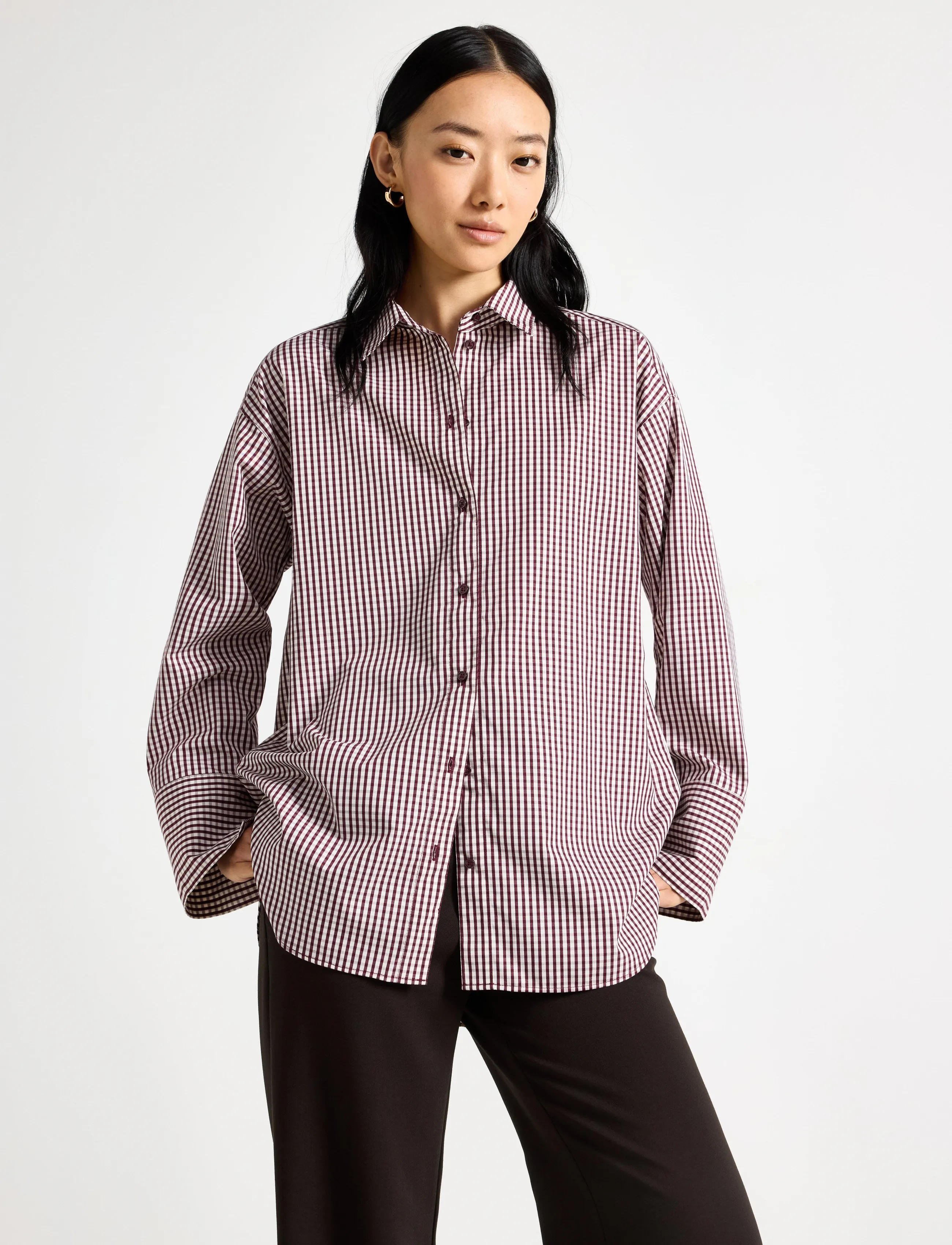 Lindex Oversized shirt - Lindex - DARK DUSTY RED / burgundy