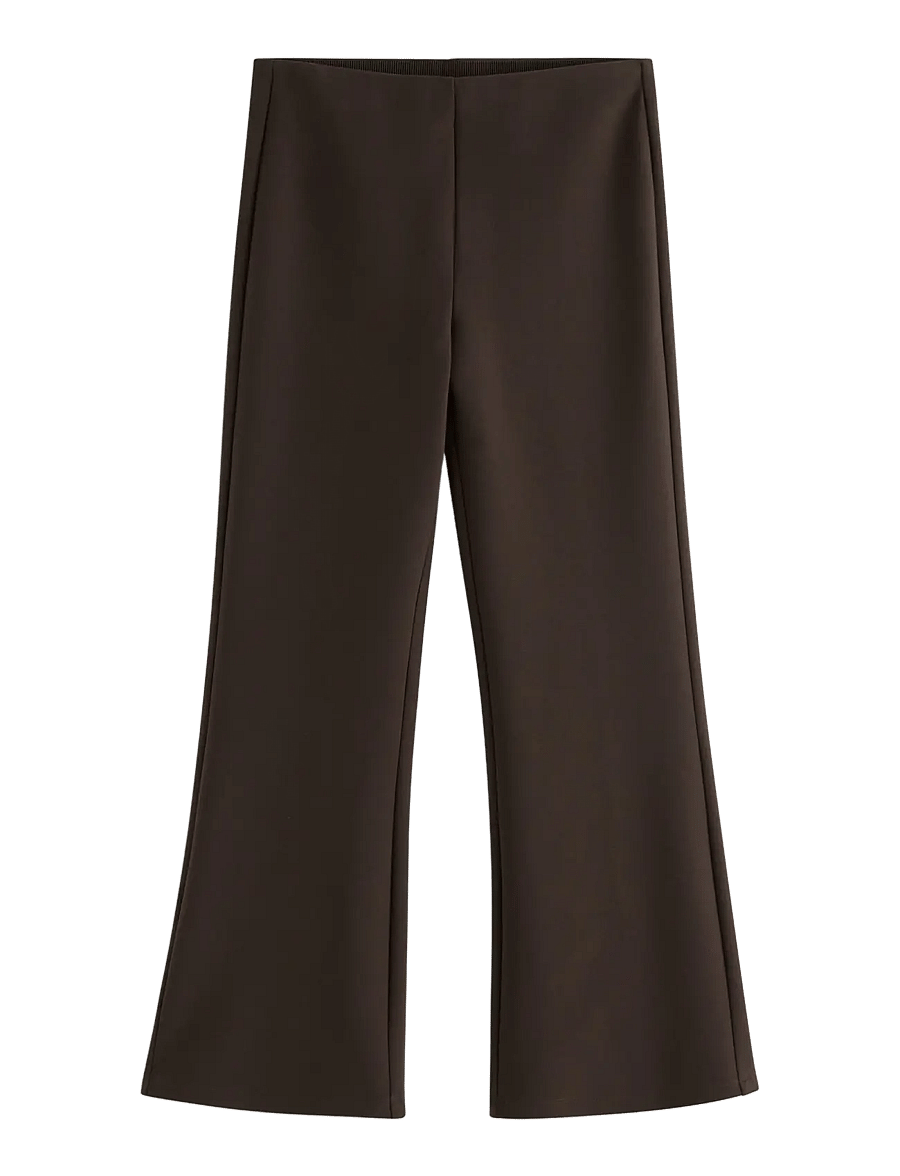 Lindex - Flared cropped trousers - flare bukser - dark brown - 1