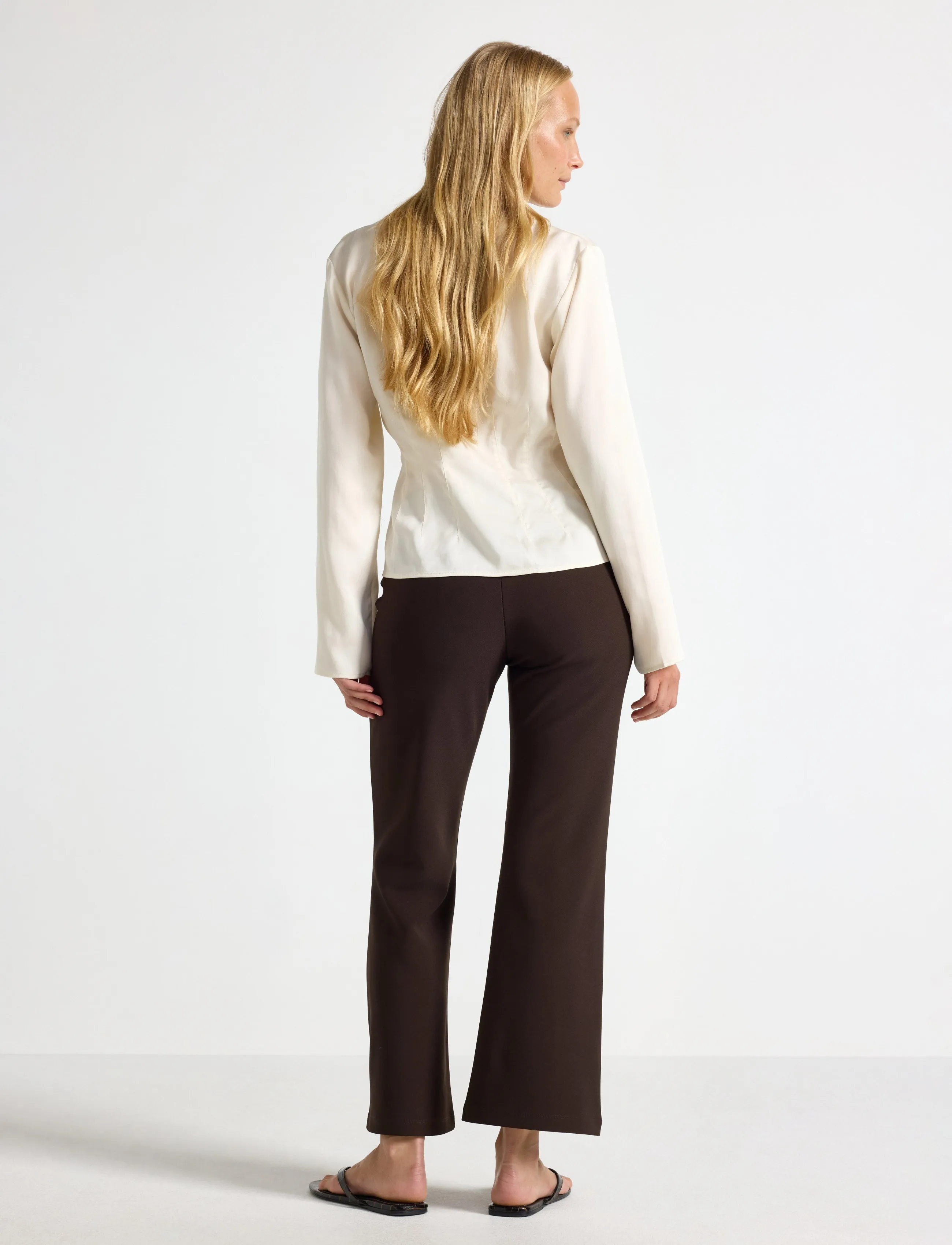 Lindex - Flared cropped trousers - flare bukser - dark brown - 3