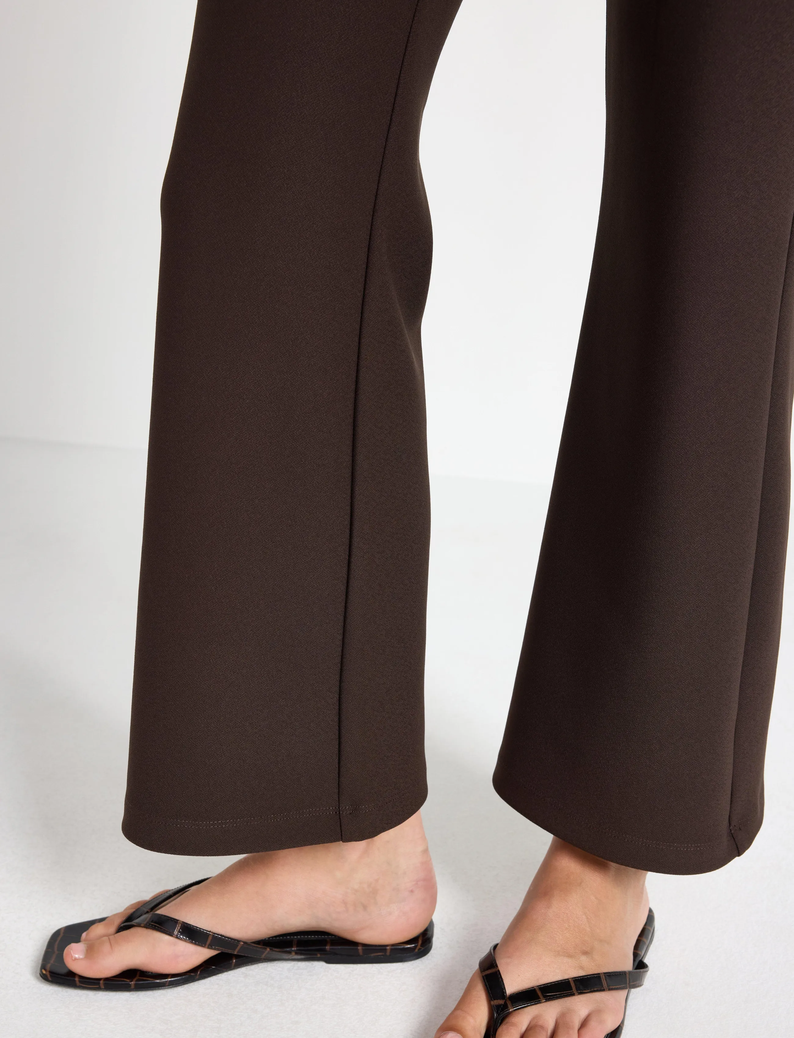 Lindex - Flared cropped trousers - flare bukser - dark brown - 4