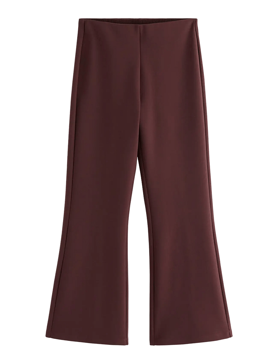 Lindex - Flared cropped trousers - flare bukser - dark dusty red - 1