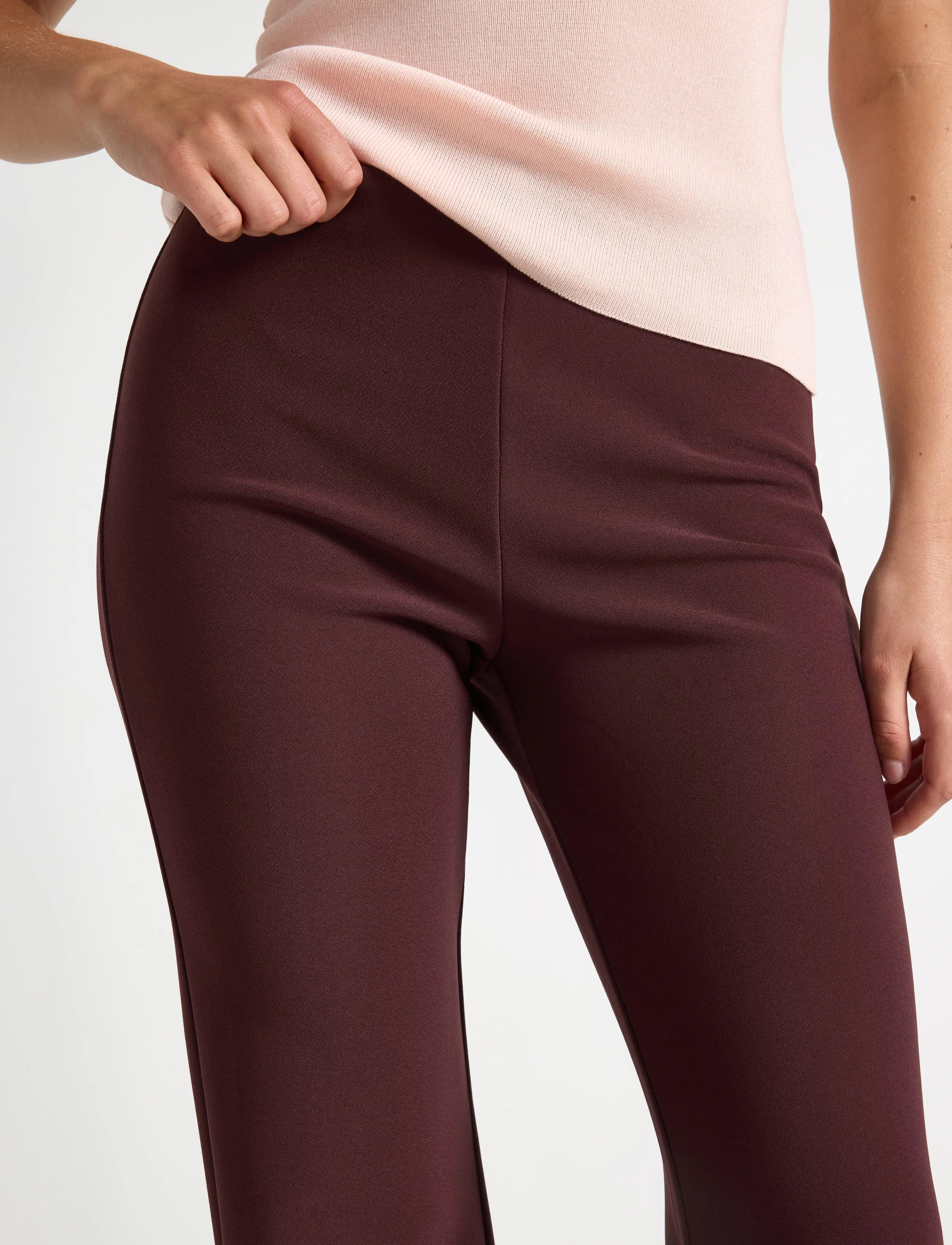 Lindex - Flared cropped trousers - flare bukser - dark dusty red - 4