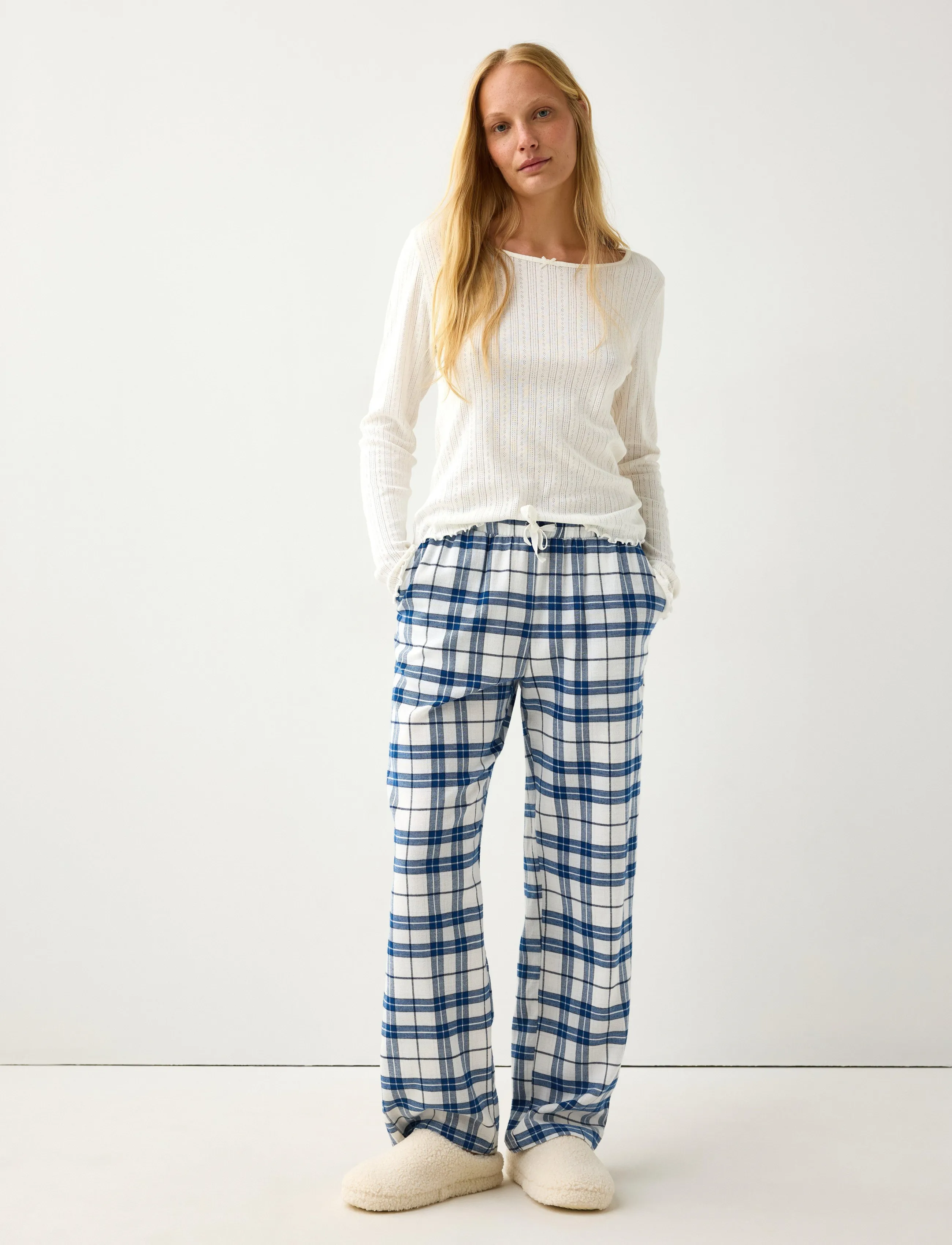 Lindex - Pyjama trousers in flannel - dark blue - 0