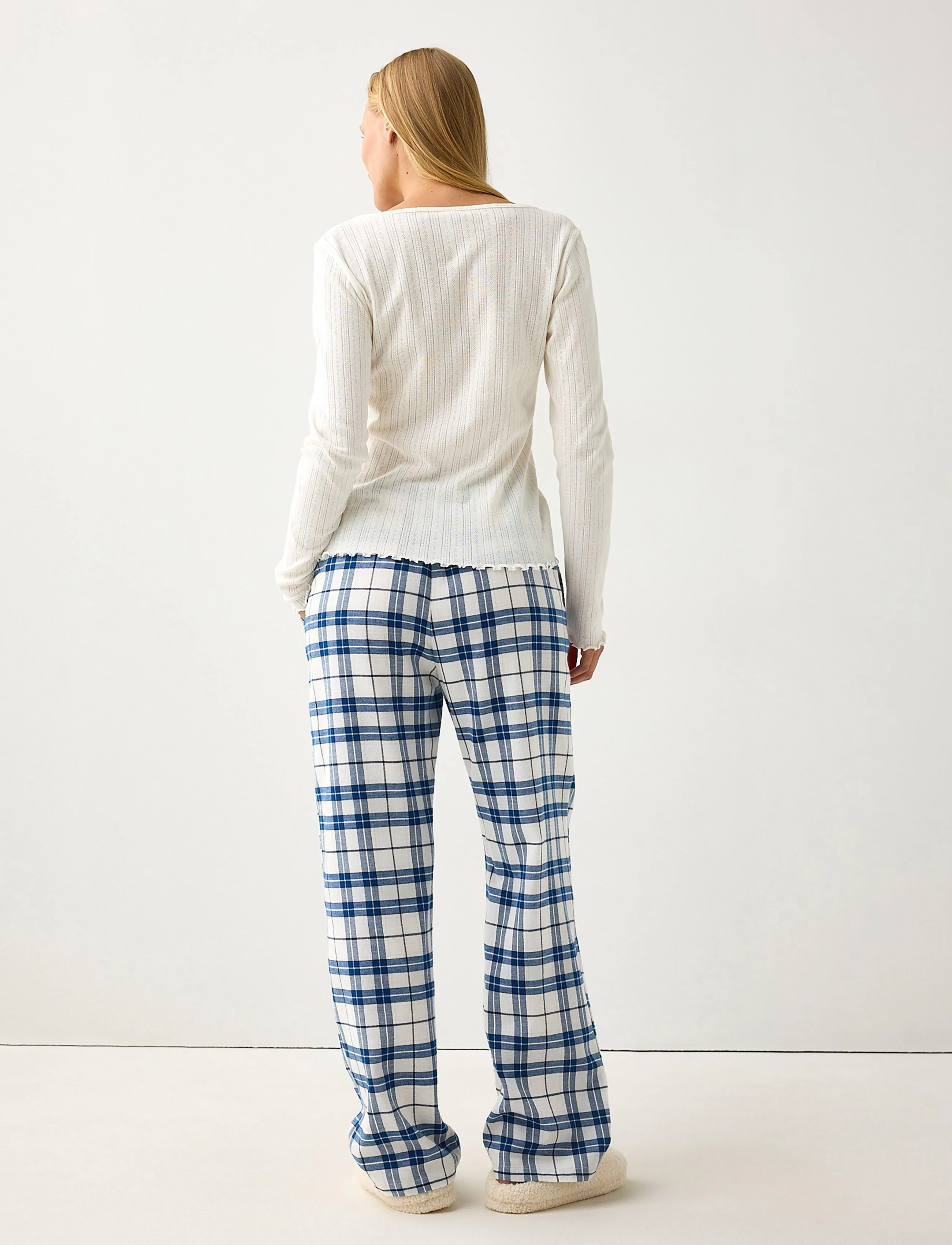 Lindex - Pyjama trousers in flannel - dark blue - 3