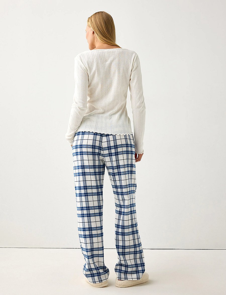 Lindex - Pyjama trousers in flannel - dark blue - 3