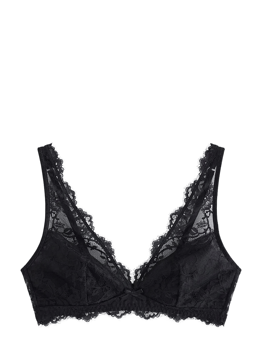 Lindex - Unpadded bralette in lace - bralette - black - 1