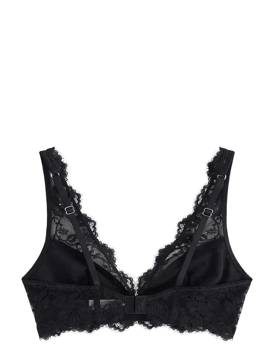 Lindex - Unpadded bralette in lace - bralette - black - 2