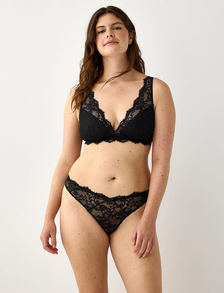 Lindex - Unpadded bralette in lace - bralette - black - 0