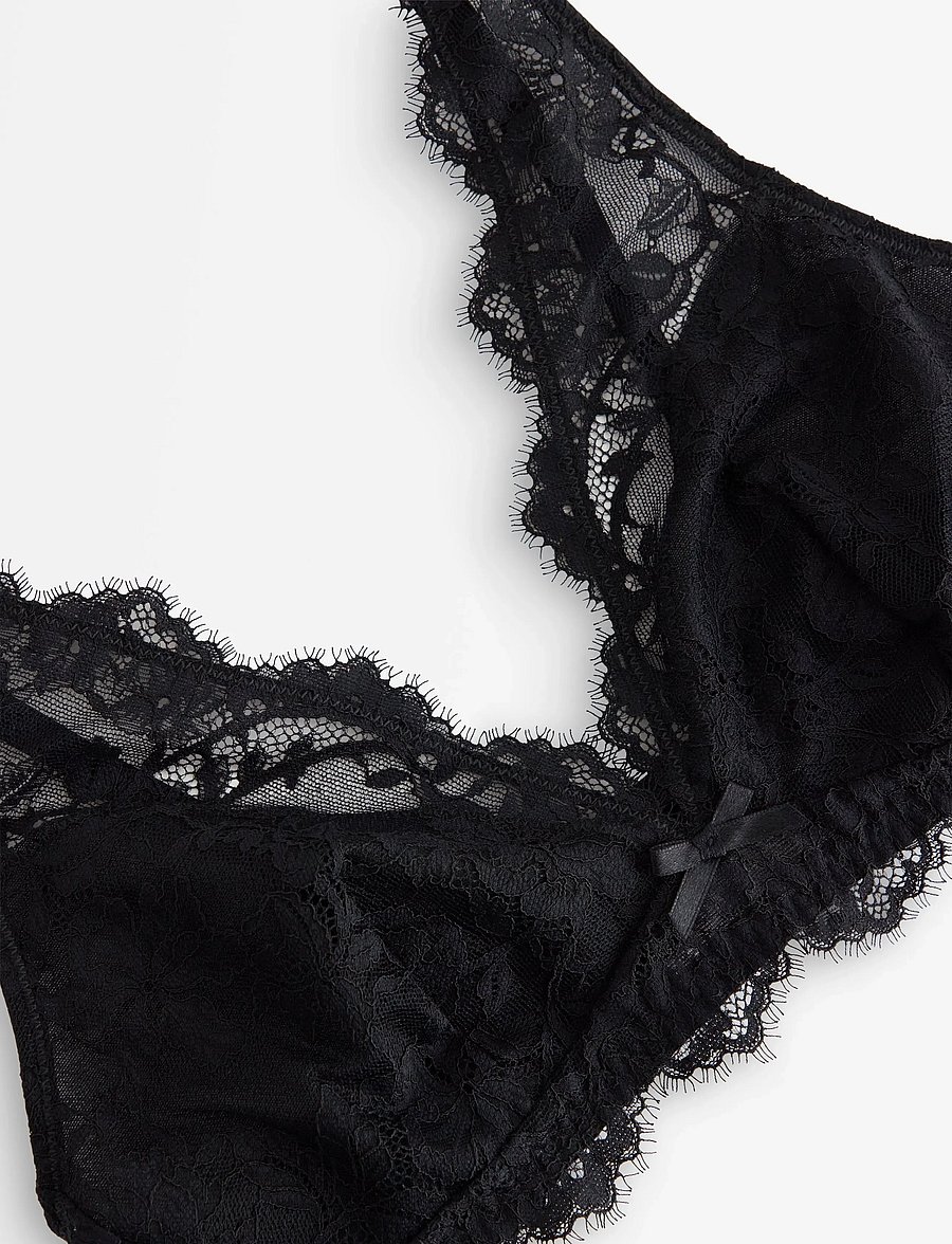 Lindex - Unpadded bralette in lace - bralette - black - 5