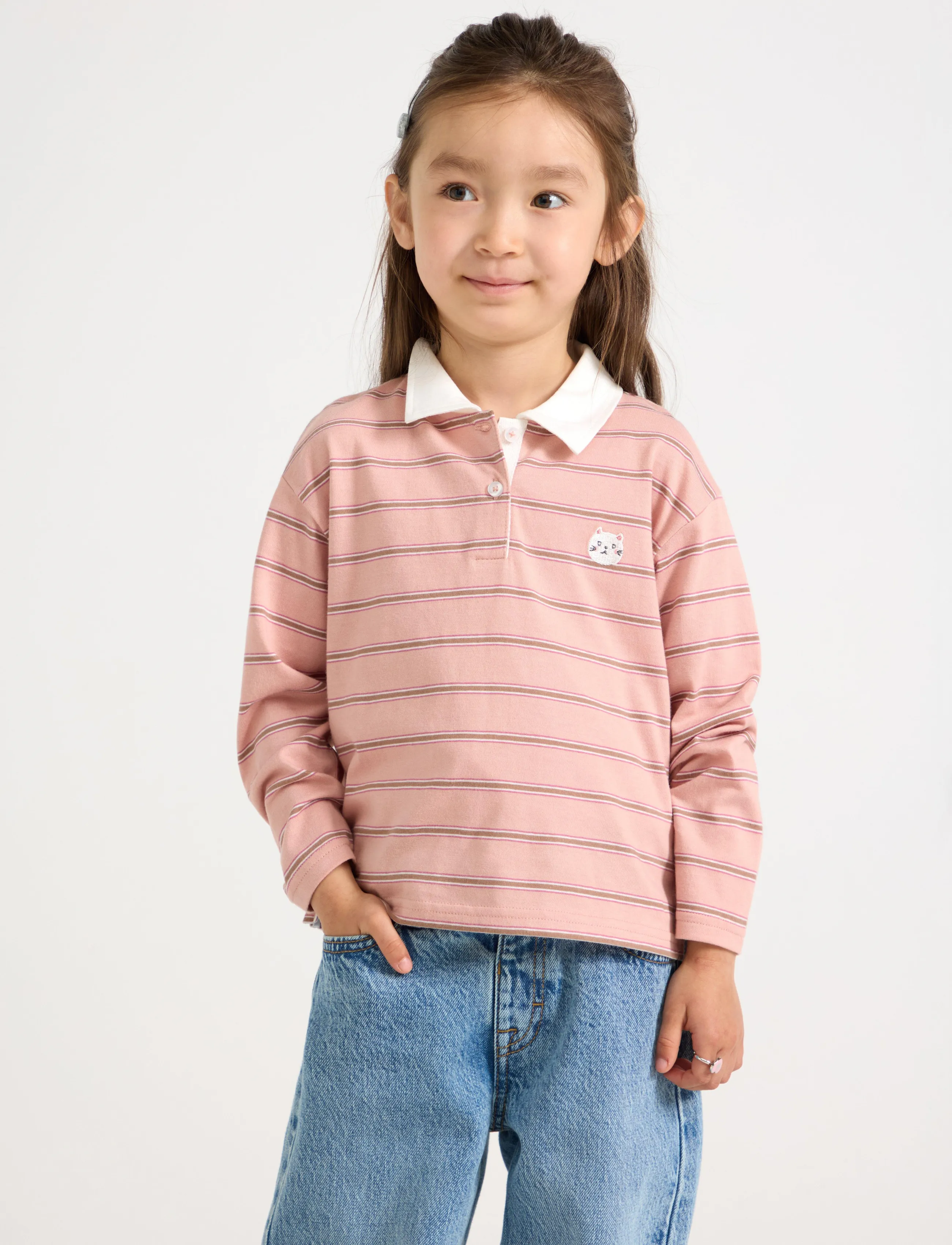 Lindex Long-Sleeved Rugby Shirt, 92, Polo Shirts, Rosa - Long-sleeved Kinder