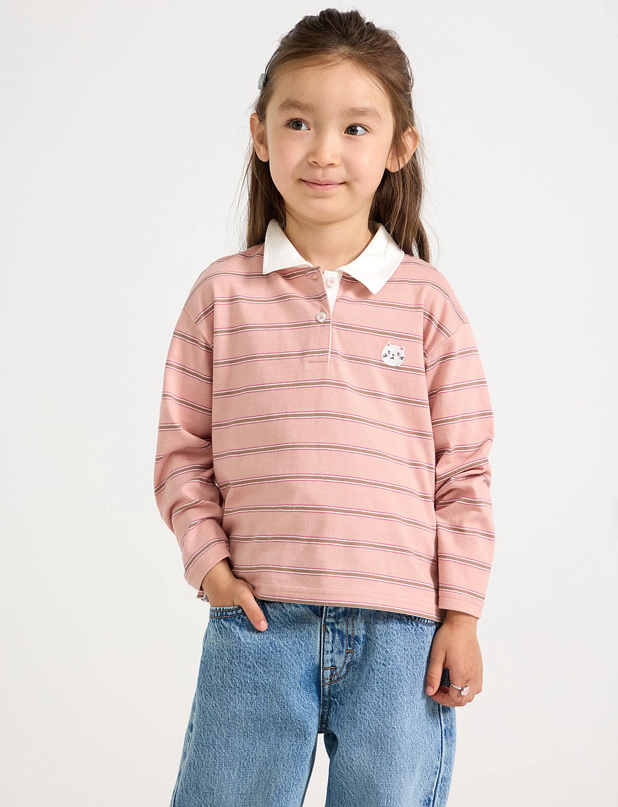 Lindex - Long-sleeved rugby shirt - långärmade pikéer - dusty pink - 0