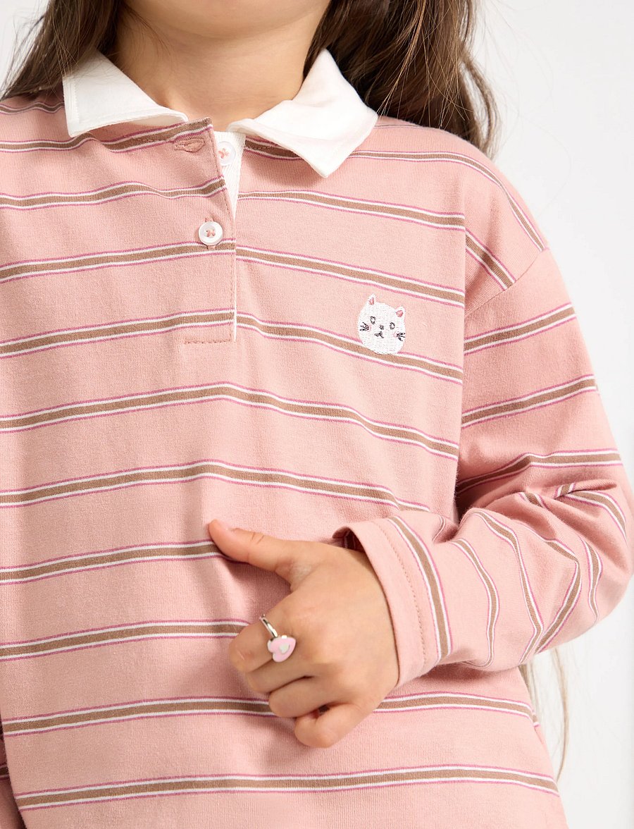 Lindex - Long-sleeved rugby shirt - långärmade pikéer - dusty pink - 4