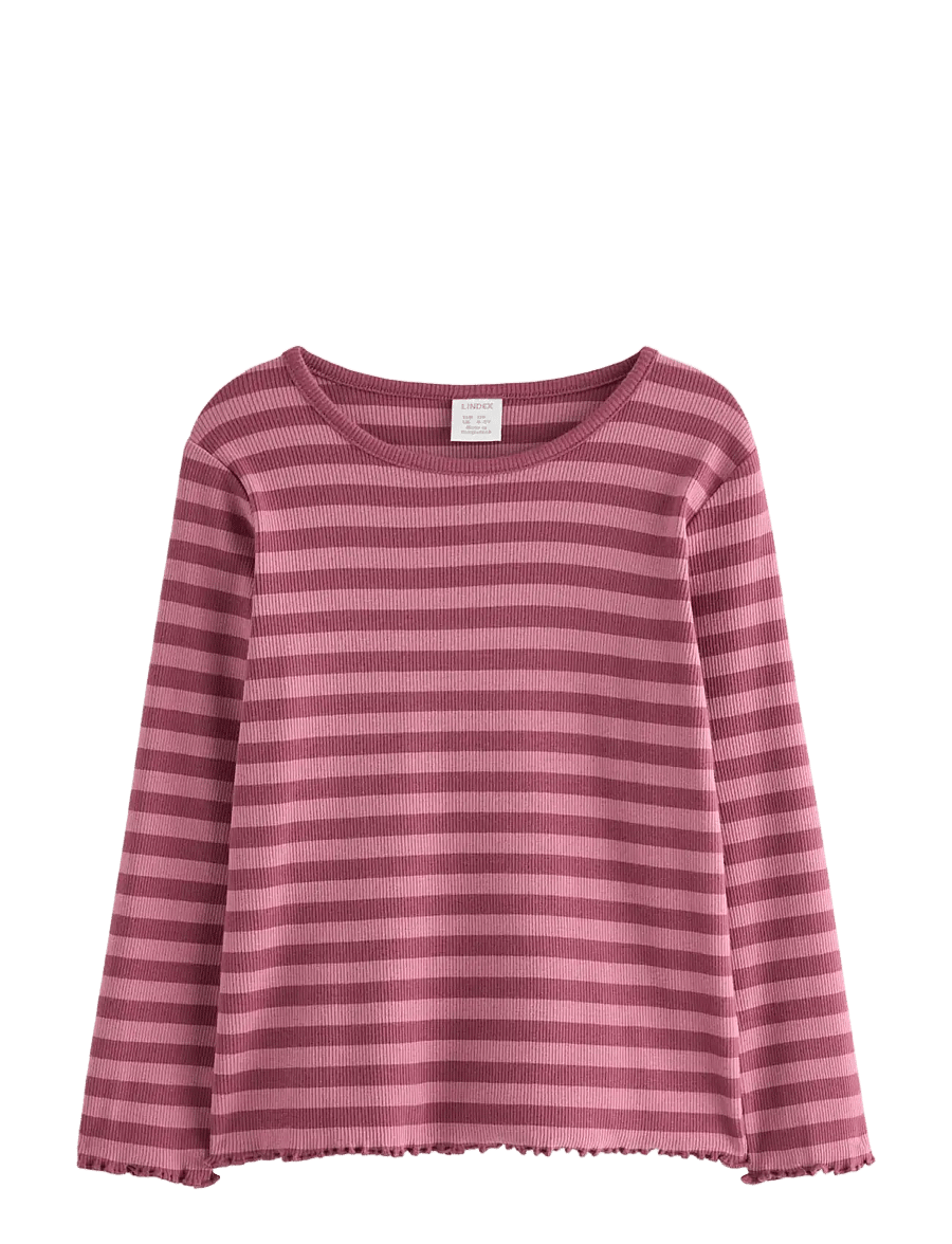 Lindex - Ribbed long-sleeved top - langærmede t-shirts - dark dusty pink - 1