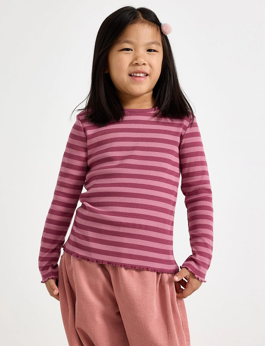 Lindex - Ribbed long-sleeved top - langærmede t-shirts - dark dusty pink - 0