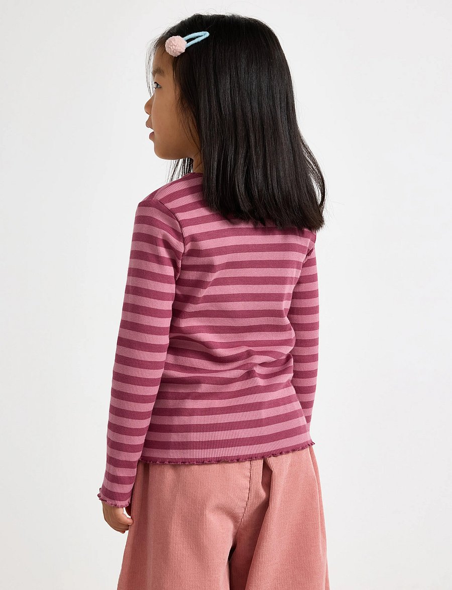 Lindex - Ribbed long-sleeved top - langærmede t-shirts - dark dusty pink - 3