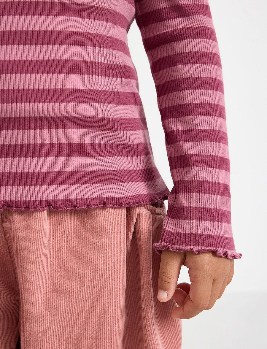 Lindex - Ribbed long-sleeved top - langærmede t-shirts - dark dusty pink - 4