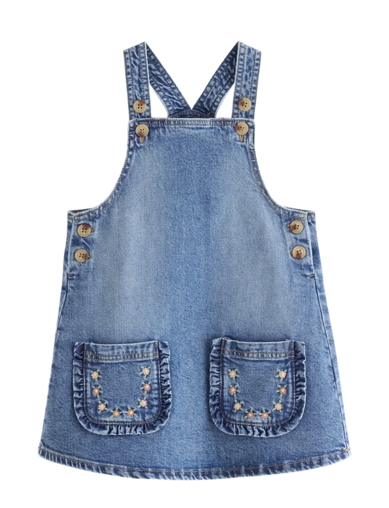 Lindex Bib Dress In Denim, 122, Casual Dresses, Blau - Sleeveless Kinder